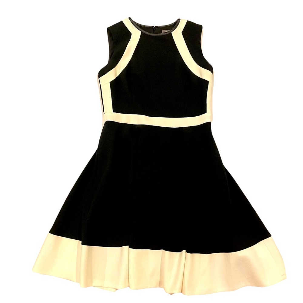 Vince Camuto fit and flare black & cream dress